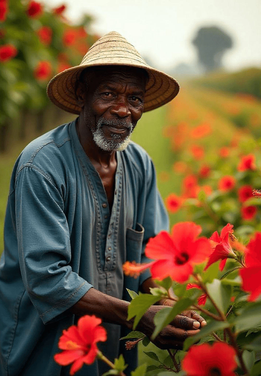 man with flowers